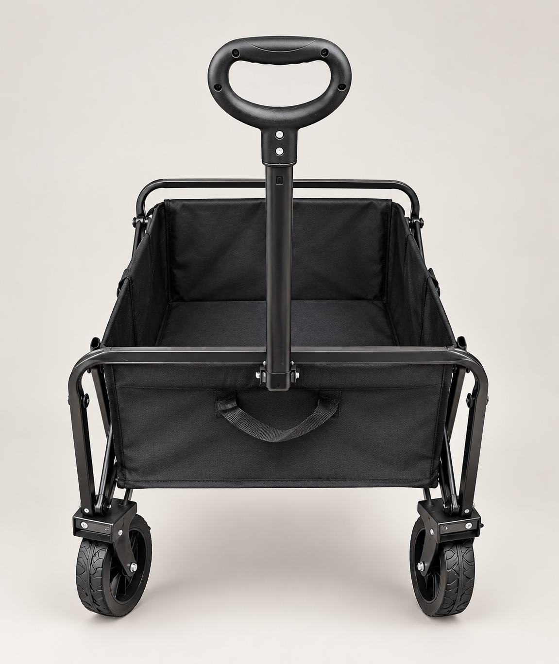 Foldable Utility Wagon Cart with wide tires - All-Terrain with Adjustable Handle (Black)