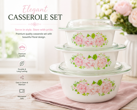3 Pcs Casserole Set With Lids