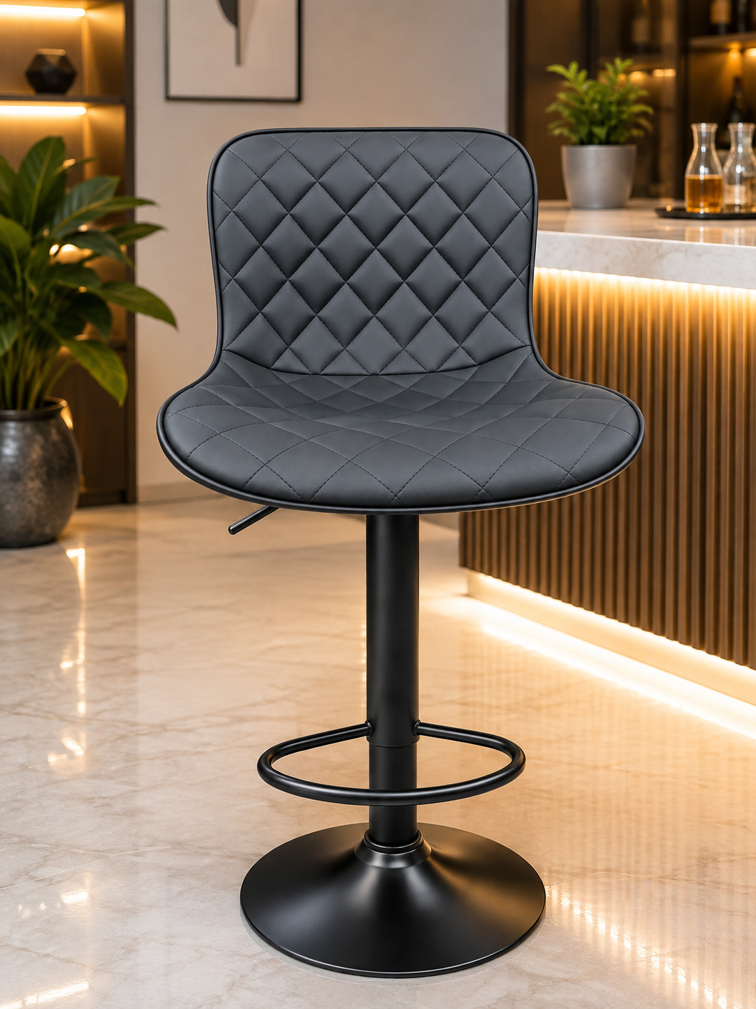 Bar Stools BB-0875, Adjustable Swivel Barstools, Bar Chairs,Upholstered Counter Height with High Backrest for Kitchen Island