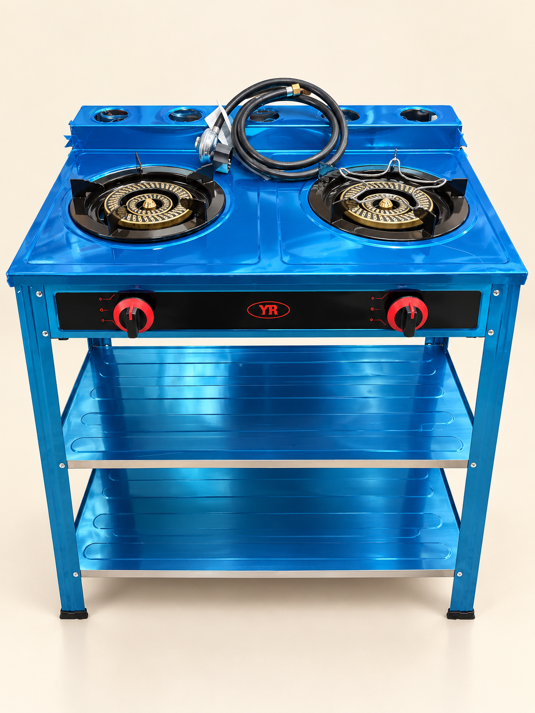 Stainless Steel Free Standing 2 Burner Gas Stove With Shelf