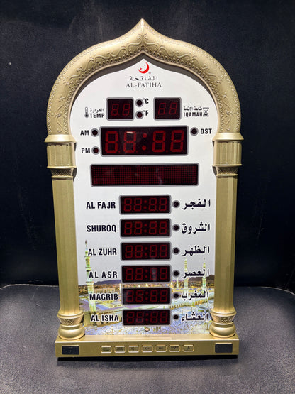 Islamic AL Fatiha Muslim Prayer Clock Clock,Silver