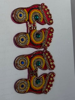 Acrylic Laxmi JI Charan Door Sticker 2.5inch