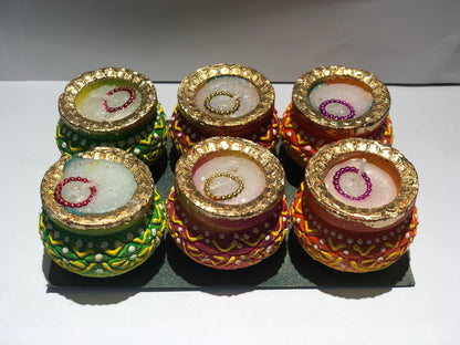 Matki Diya Set of 6 Style 2