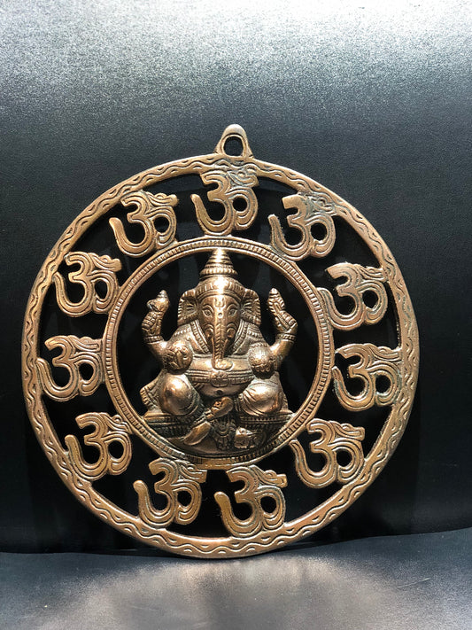 Copper Ganesh with OM Wall Hanging Style-8