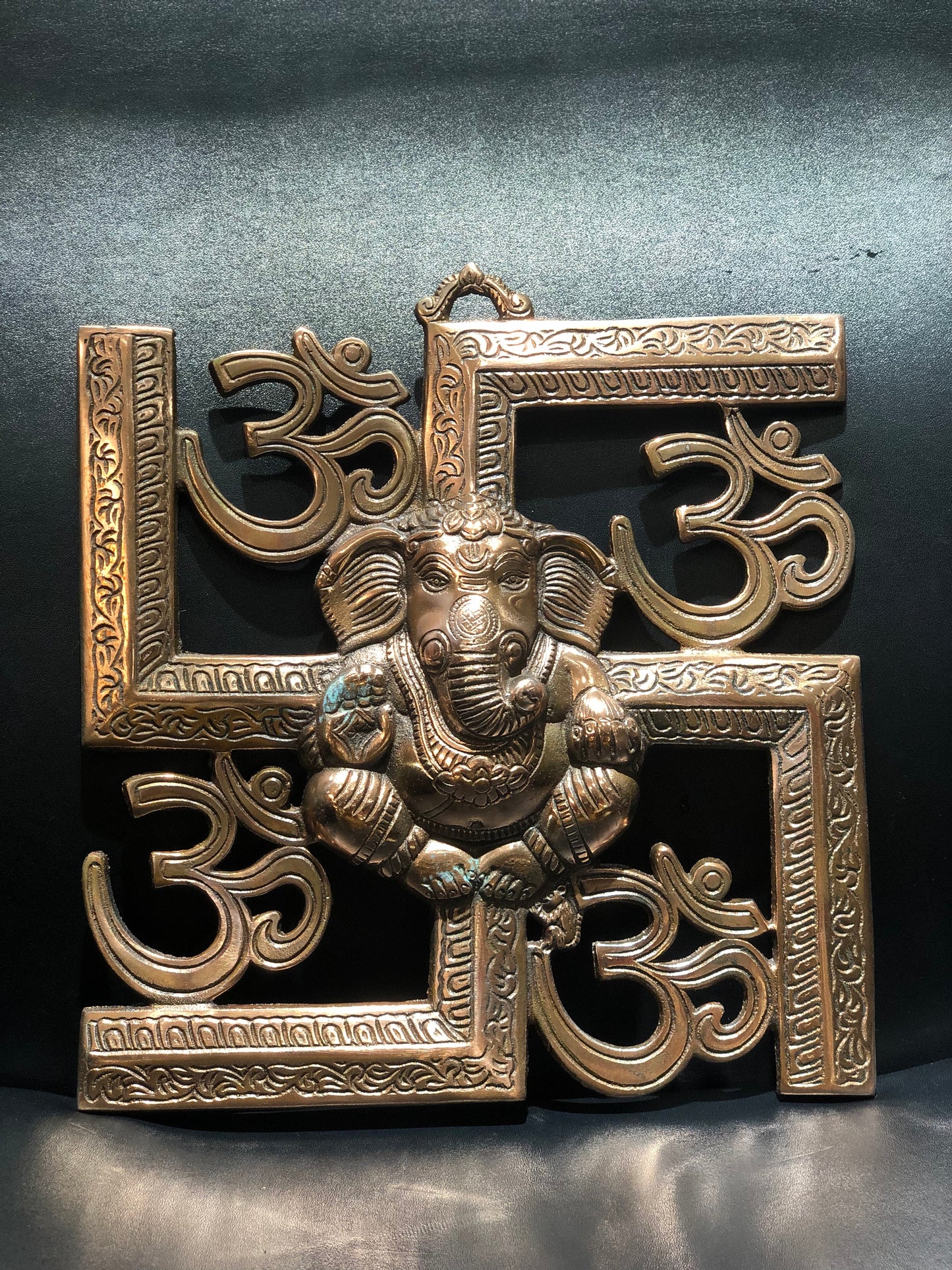 Copper Ganesh With OM Wall Hanging Style-7