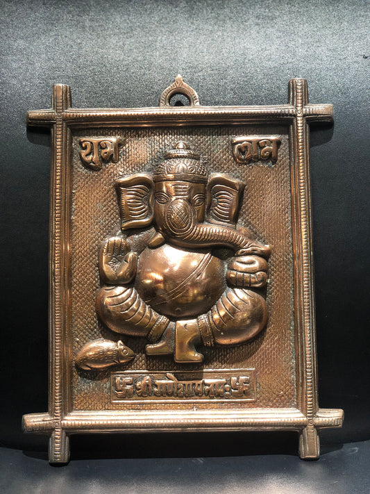 Copper Ganesh Wall Hanging Style-6
