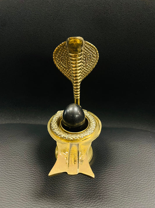 Brass Shivling with Naag Devta Shiva Lingam Idol for Pooja Mandir