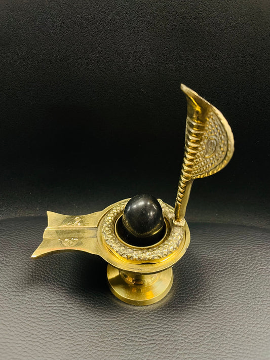 Brass Shivling with Naag Devta Shiva Lingam Idol for Pooja Mandir