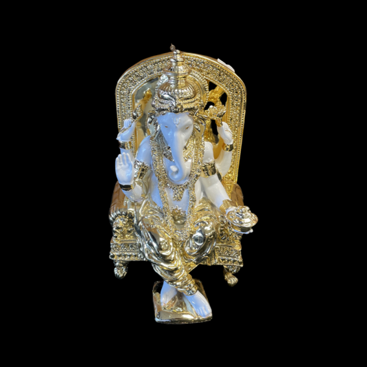 Ganesha on Throne 24cm Gold
