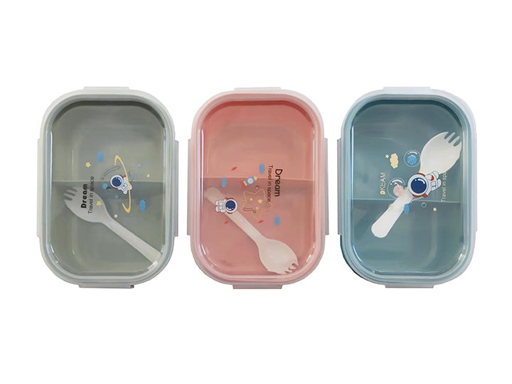 Plastic Lunch box with 2 compartments and spoon