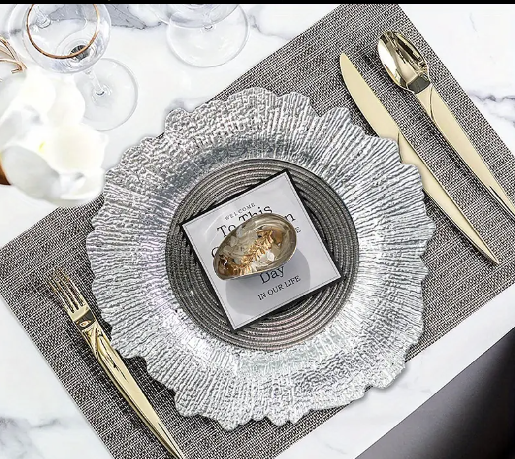 CHARGER PLATES 6PCS SET SILVER 31CM