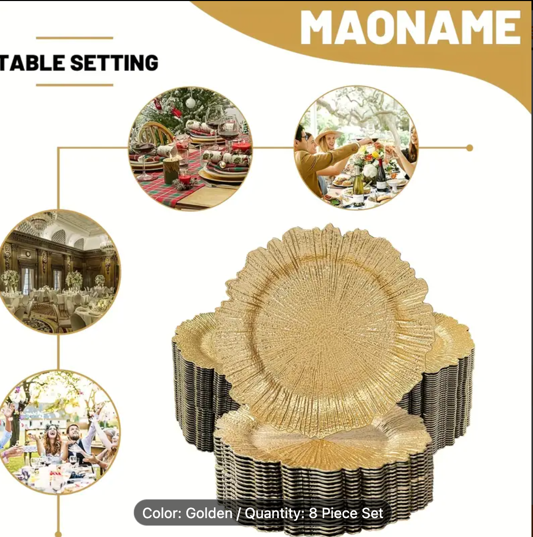 CHARGER PLATES 6PCS SET GOLD 31CM