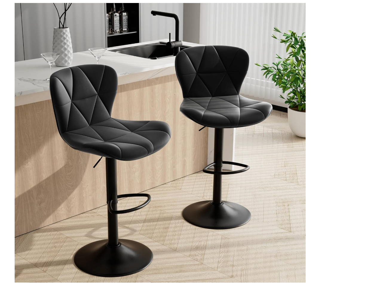 Bar Stools Set of 4,RO11 Adjustable Swivel Barstools, Faux Leather Bar Chairs,Upholstered Counter Height with High Backrest for Kitchen Island, Black (Copy)