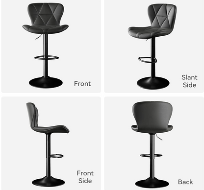 Bar Stool,RO11 Adjustable Swivel Barstools, Faux Leather Bar Chairs,Upholstered Counter Height with High Backrest for Kitchen Island, Black (Copy) (Copy)