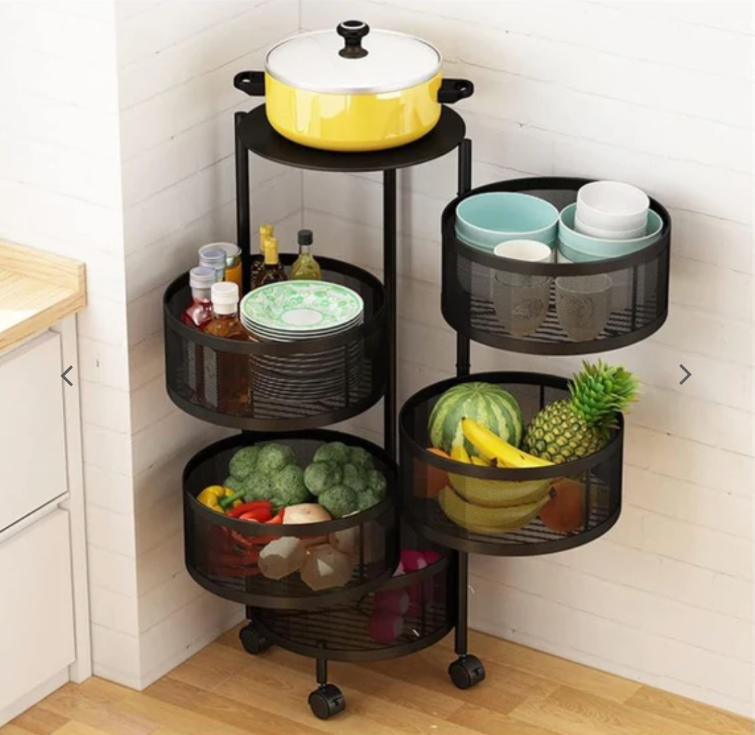 5 Tier Basket Trolley round