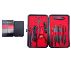 18-PIECE MANICURE SET BLACK (STAINLESS STEEL)