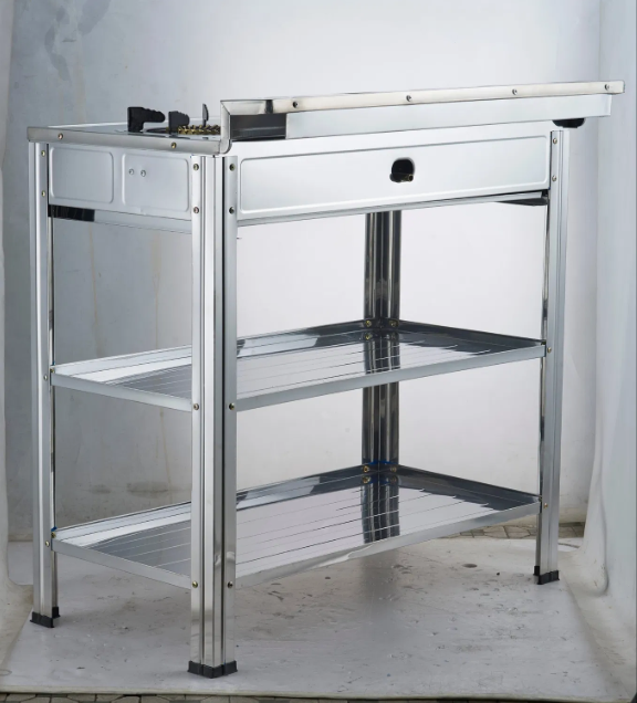 Stainless Steel Free Standing 2 Burner Gas Stove With Shelf