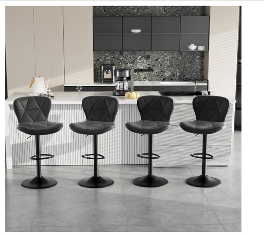 Bar Stools Set of 4,RO11 Adjustable Swivel Barstools, Faux Leather Bar Chairs,Upholstered Counter Height with High Backrest for Kitchen Island, Black (Copy)