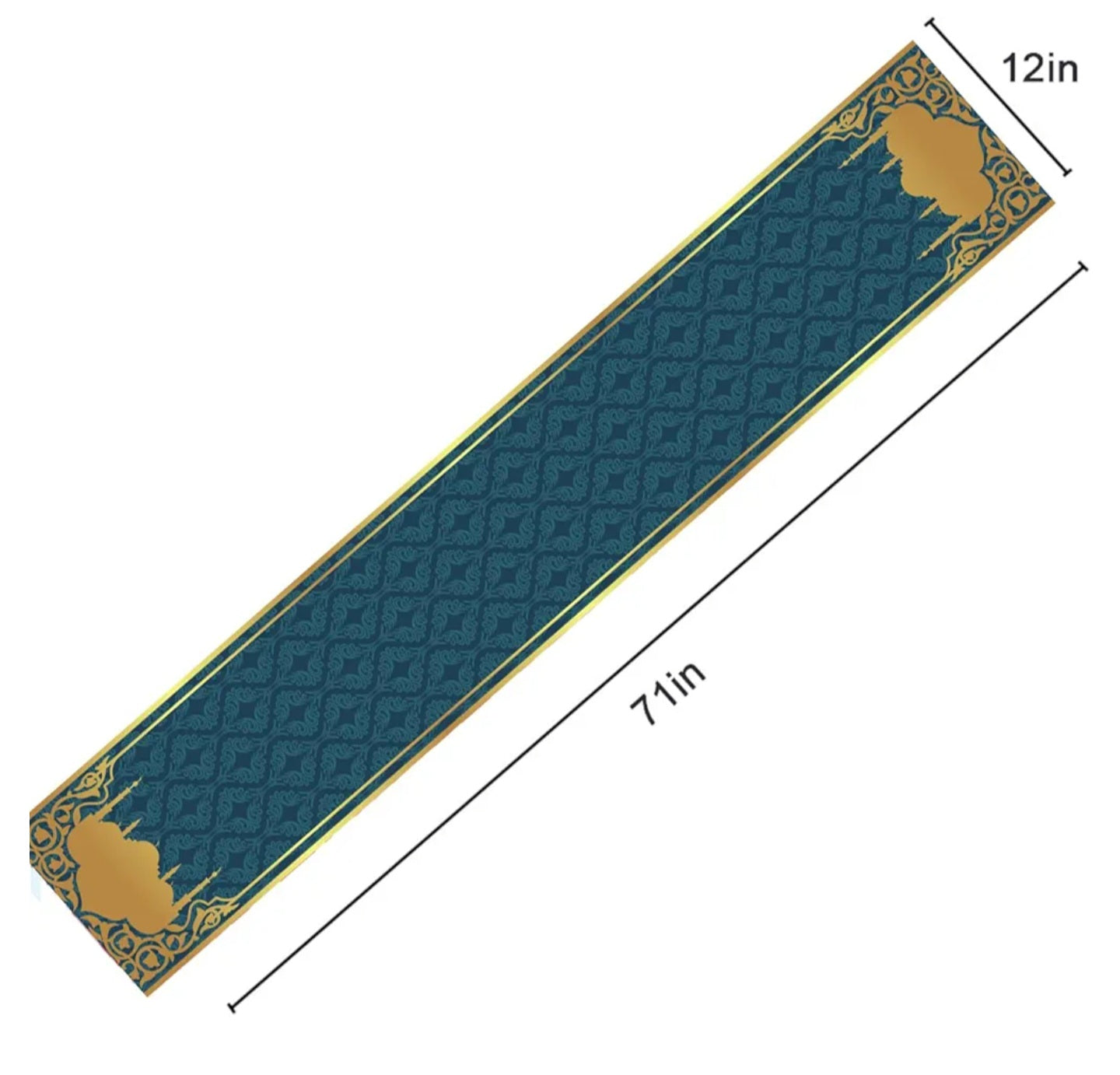 Eid Mubarak Table Runner, Ramadan Table Decorations Blue Gold Mosque Polyester Tablecloth Eid Mubarak Decoration for Home Table Muslim Islamic Holiday Religious Dining Room Ramadan Party Decoration