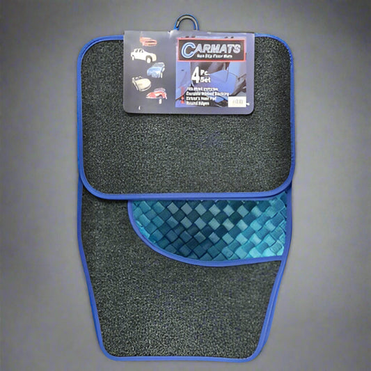 Car Mat Blue Black 4 Piece Set