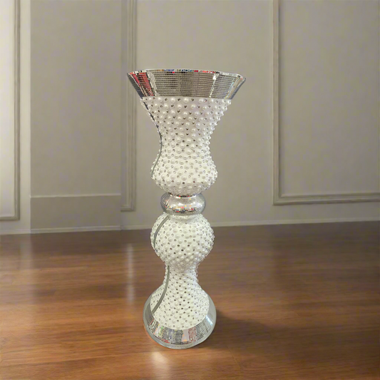Elegant Vase White and Silver Pot Shape 100cm