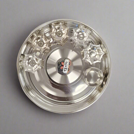 Pooja Thali Silver Set 20cm