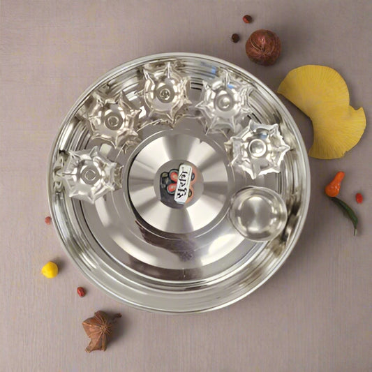 Pooja Thali Set Silver 25cm