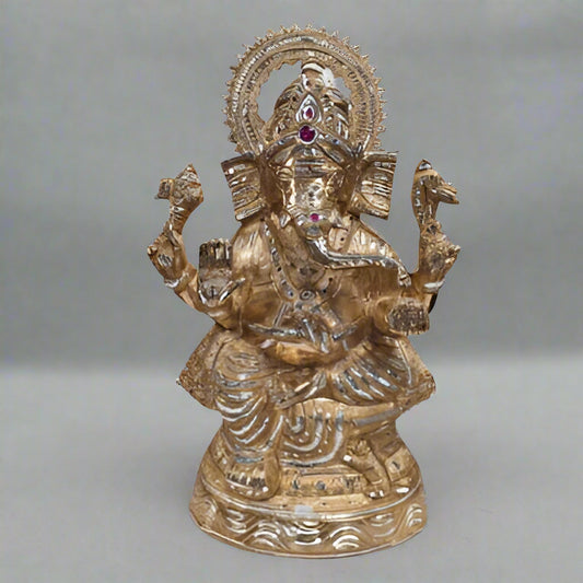 Ganesh Silver and Gold Statue - 32 by 64 cm