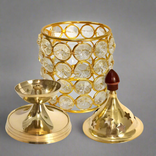 Crystal Deep Diya Lantern 20cm