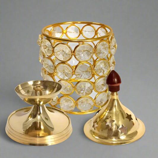 Crystal Deep Diya Lantern 13cm