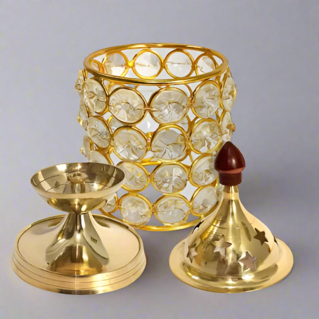 Crystal Deep Diya Lantern 15cm