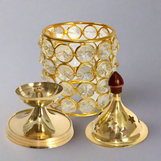 Crystal Deep Diya Lantern 15cm