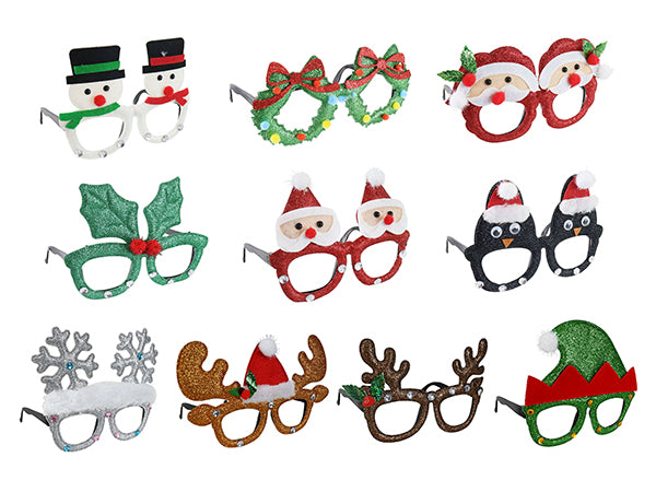 CHRISTMAS GLITTER GLASSES Asst