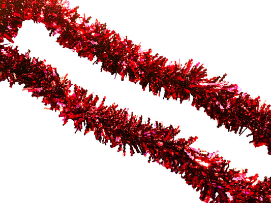 Wavy Shape Cut Out Tinsel - 11cmx2m - Red - XS0530