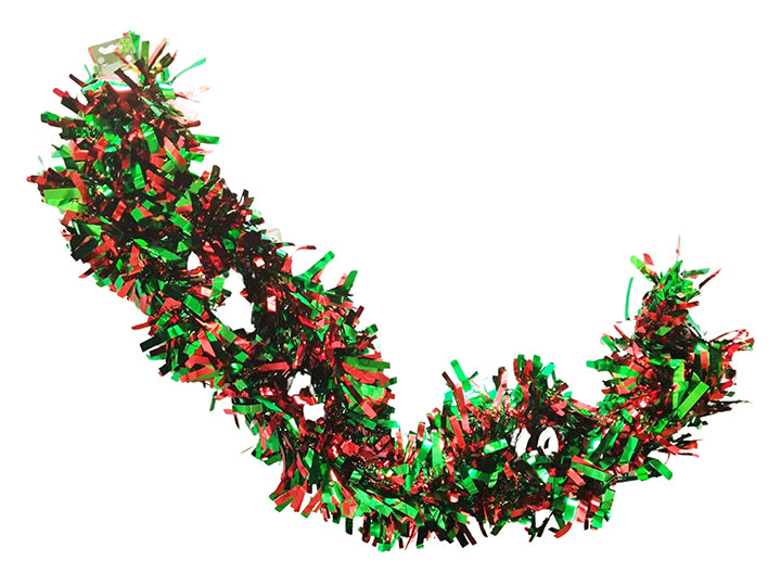 Twin-Colour Tinsel - 12cmx2m - Red and Green - XS0536