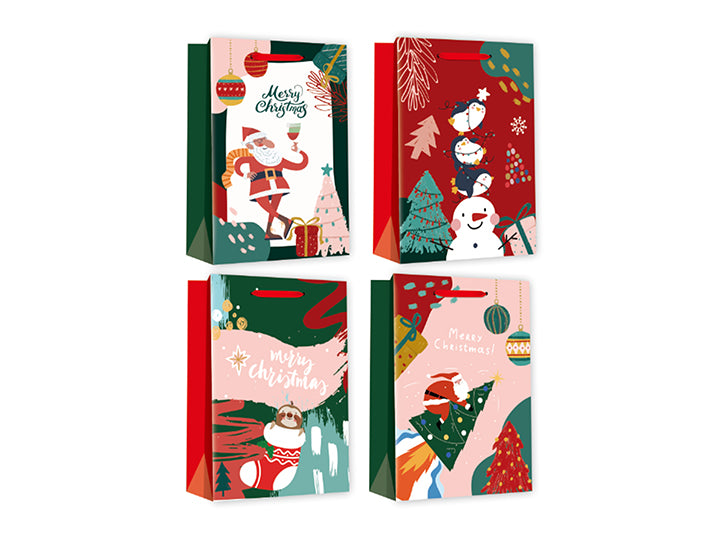 Xmas Paper Gift Bag - 32x26x10cm - 4 Designs - XS0803
