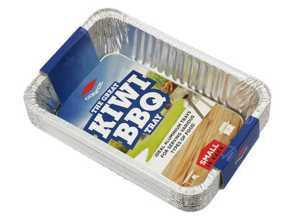 10 Pack Small Kiwi BBQ Foil Tray Containers - 1100ml - 21.5cm x 15cm x 4.5cm