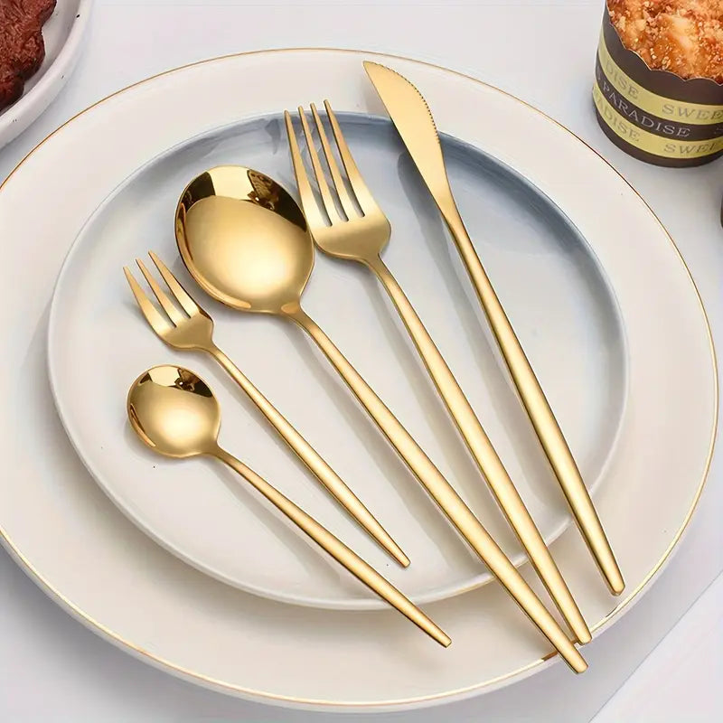 Elegant 30pcs Golden Stainless Steel Cutlery Set