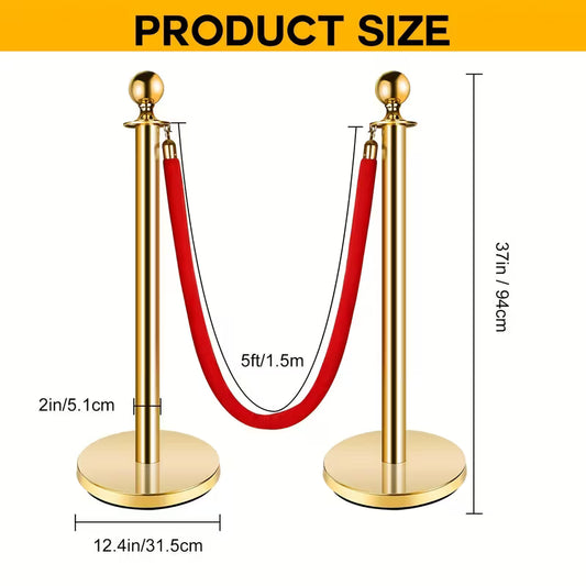 Golden Welcome Pillars,  Matched with Red Velvet Ropes