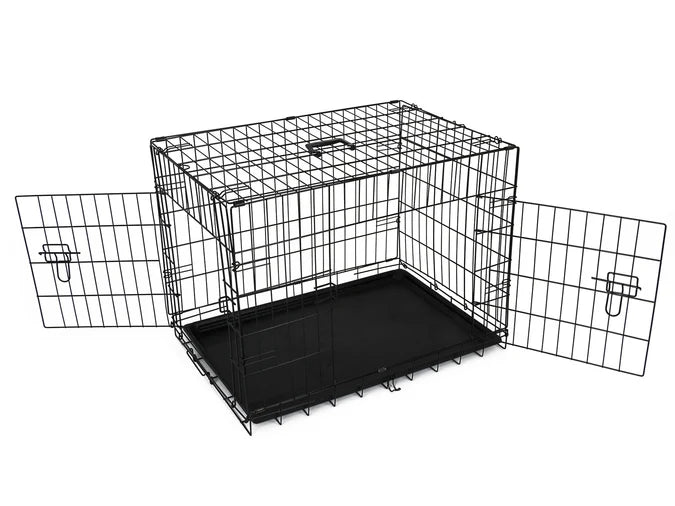 76cm Folding Crate Pet Cage with Floor Tray Black 76cmx52x58cm