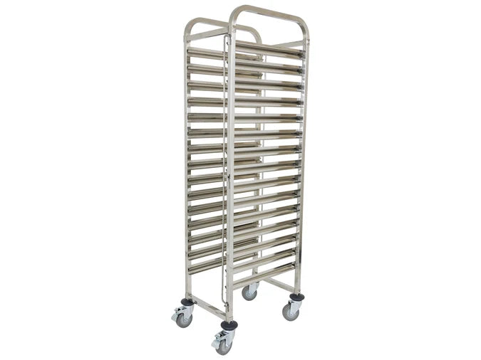 13" Mobile Bakers Rack 1/1 Full GN Tray x15 Tiers Stainless Steel