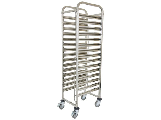 13" Mobile Bakers Rack 1/1 Full GN Tray x15 Tiers Stainless Steel