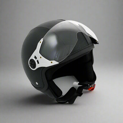 Motorbike Helmet Vintage Leather Look Open Face L 59-60cm Matt Black