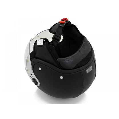 Motorbike Helmet Vintage Leather Look Open Face L 59-60cm Matt Black