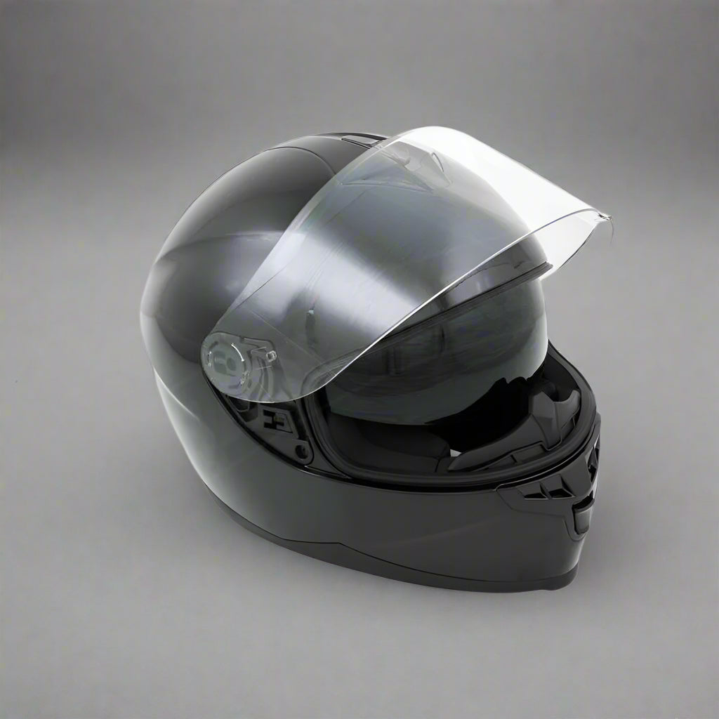 Motorbike Helmet Shiny Black Double Visor XL 61-62cm CNELL