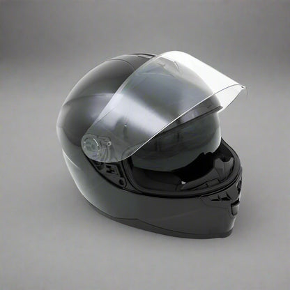 Motorbike Helmet Shiny Black Double Visor XL 61-62cm CNELL