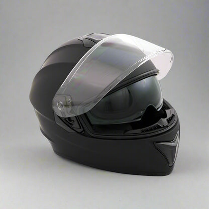 Motorbike Helmet XXL - Matt Black - Double Visor - 63-64cm CNELL