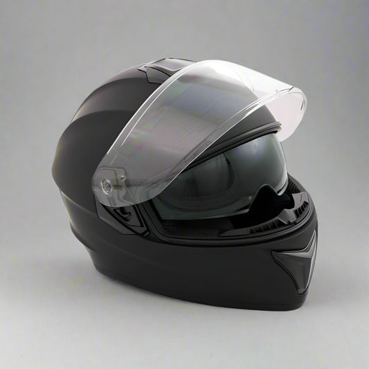 Motorbike Helmet XXL - Matt Black - Double Visor - 63-64cm CNELL