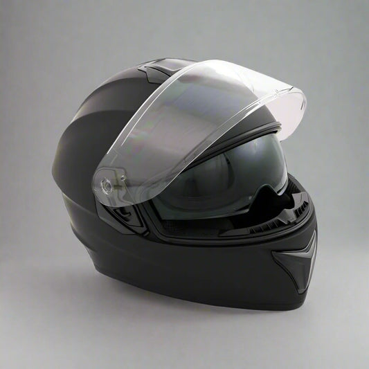 Motorbike Helmet L - Matt Black - Double Visor - 59-60cm CNELL