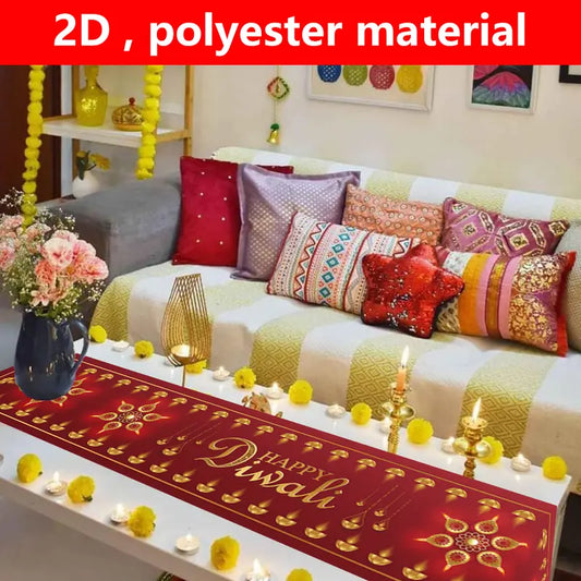 1pc 2D Happy Diwali Festival Tablecloth